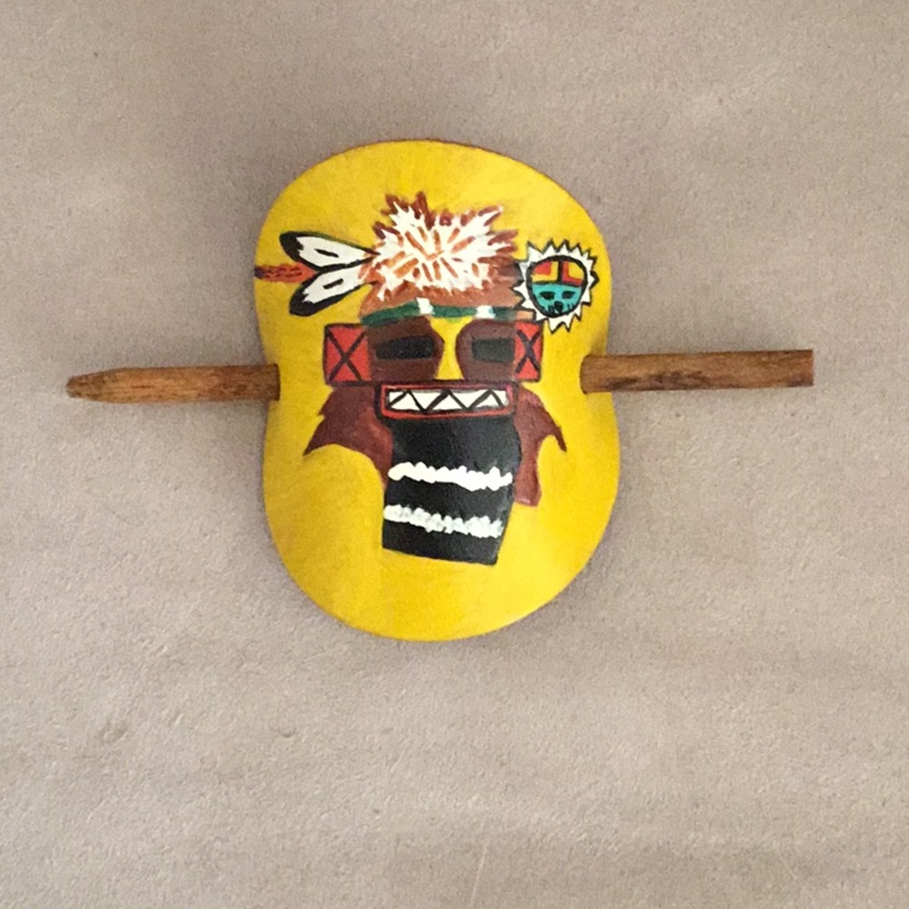 Native American Leather Barrette